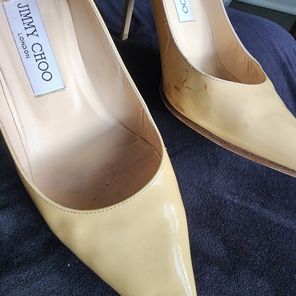 Authentic Jimmy Choo Cream Heels Classic Pointed Toe - Picture 9 of 12